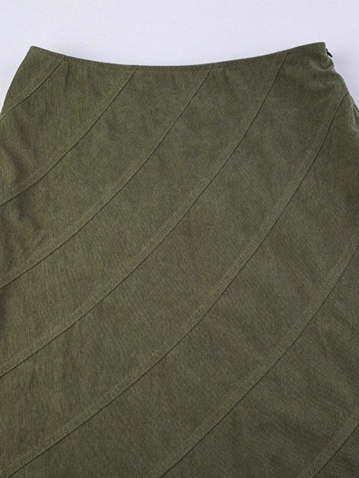 Vintage Splice High Rise A-line Mermaid Knit Midi Skirt