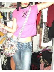 Bxoxo Y2K American retro streetwear hip-hop gothic sexy women crop top rock emo girl punk Harajuku chic geometric print slim baby tees