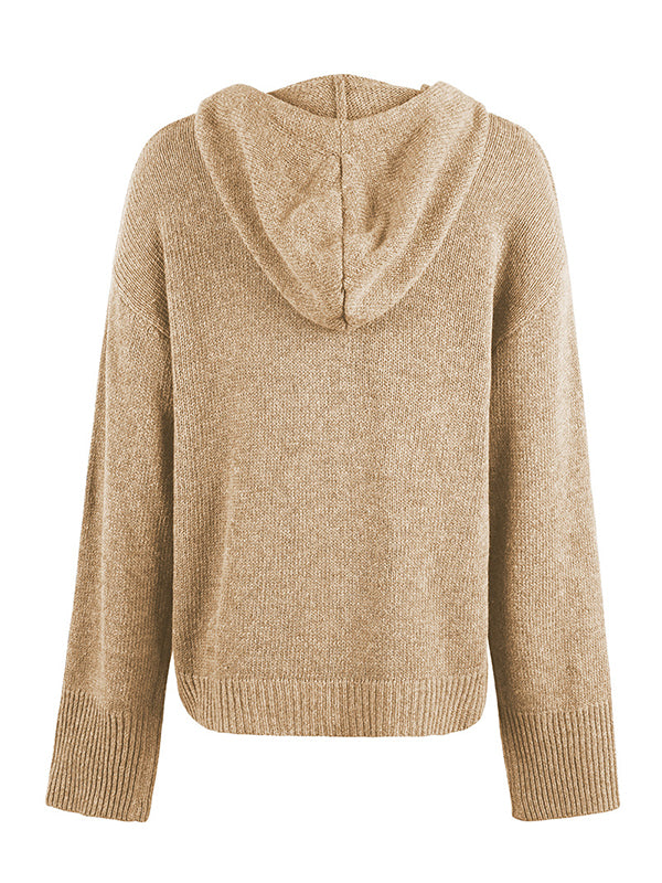 BXOXO Wrap Buttoned Hooded Solid Color Cardigan