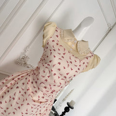 BXOXO - summer inspo Fake Two Pieces of Bow Printed Short Sleeved Dress for Women Summer New Fashion Elegant Slim Fit Mini Dresses