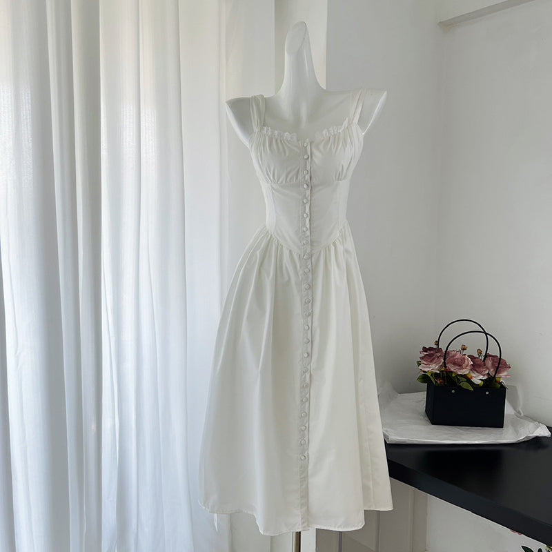 BXOXO - summer inspo Gentle Style Sleeveless Floral Dress Casual Fashion Slim Fit Sexy Backless Vacation Women Versatile Suspender Printing Dress