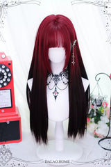 BXOXO Black/Red Gradient Long Straight Gothic Lolita Wigs