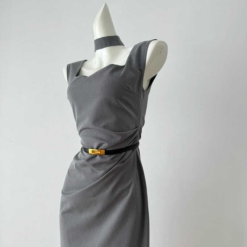 BXOXO - summer inspo Women Sleeveless Slit Midi Dress Fashion Commuting Temperament Dress 2025 Summer New High Waisted Dress