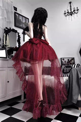 BXOXO - Red Shining Bowknot Irregular Sweet Princess Gorgeous Lolita Jsk Dress (Include Train)