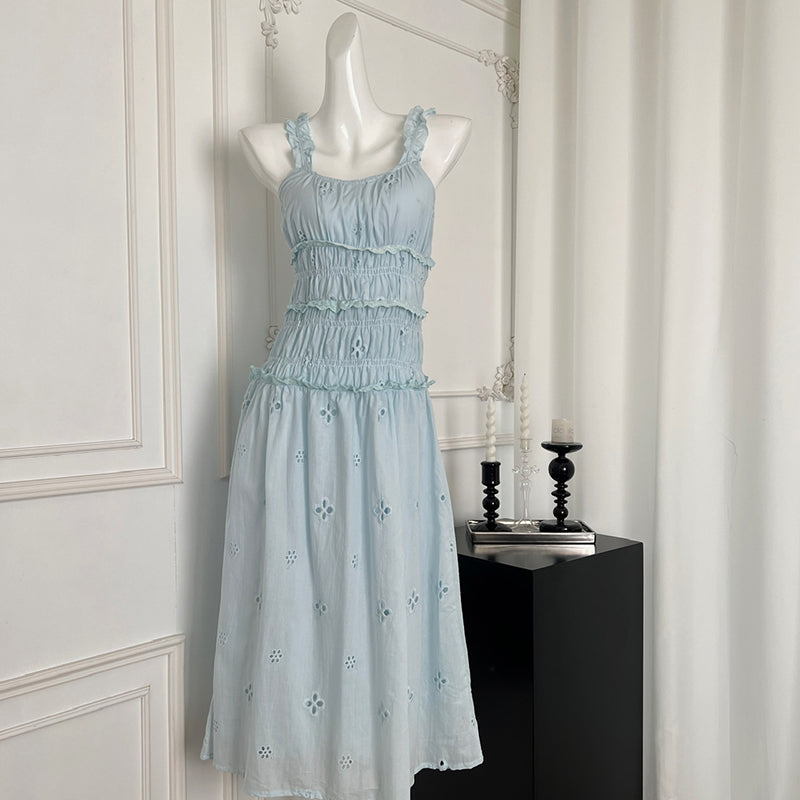 BXOXO - summer inspo Vintage Chic Suspender Dress Women Summer 2025 New High Waist Slim French Long Dresses Female Fashion Party Vestidos