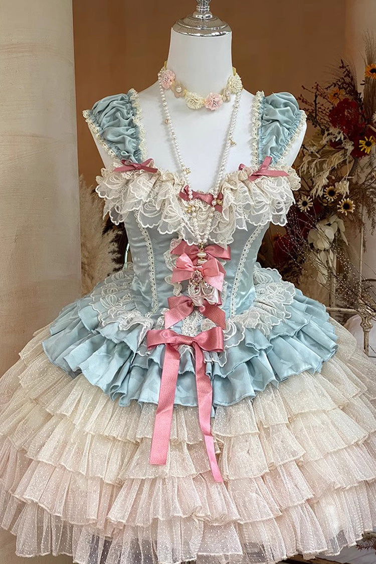 BXOXO - Love God Girl Romantic Ballet Style Multi-layer Ruffle Sweet Princess Lolita Dress 2 Colors