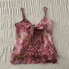Bxoxo Cute Lace Bow Women Tank Vest vintage Aesthetic Y2K Sweet Harajuku crop tops Streetwear Hip Hop Punk Rock emo girl Baby T-Shirt