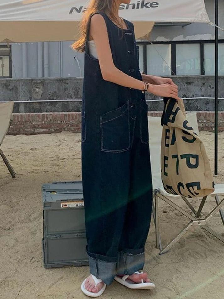 Trendy Loose Denim Jumpsuit