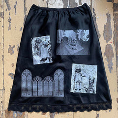 Bxoxo women Skirt Lace Emo Girl Gothic Aesthetic Chic Punk Rock vintage Fashion Casual Streetwear Slim Y2K Harajuku Hip Hop sexy Skirt