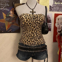 Bxoxo Streetwear Y2K Women's Sleeveless Camisole Tops Retro Hip Hop Punk Sexy Slim Fit Harajuku Fashion Gothic Rock Emo Girls Crop Top