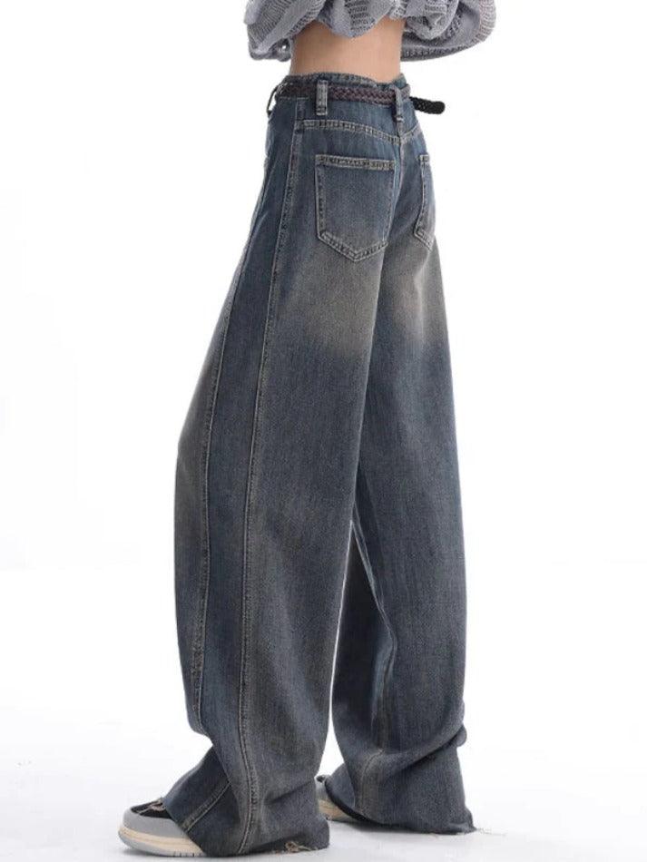 Vintage Wash Raw Trim Boyfriend Jeans