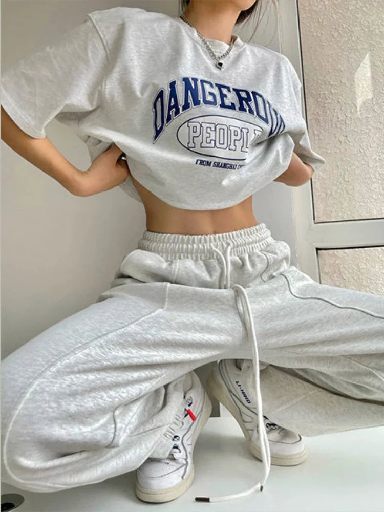 BXOXO Women Sweatpants Casual Joggers Harajuku Hip Hop Korean Fashion Y2k Female Wide Leg Sports Trousers Streetwear Loose