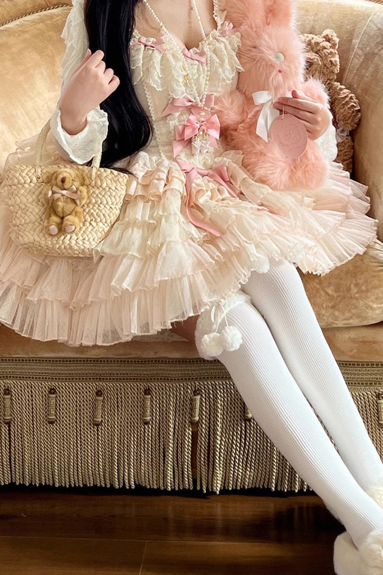 BXOXO - Love God Girl Romantic Ballet Style Multi-layer Ruffle Sweet Princess Lolita Dress 2 Colors