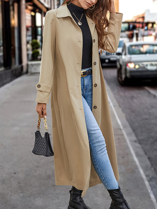 BXOXO Long Sleeves Loose Buttoned Split-Joint Lapel Outerwear Trench Coats