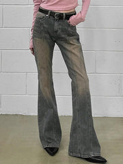 Street Distressed Low Rise Flare Jeans