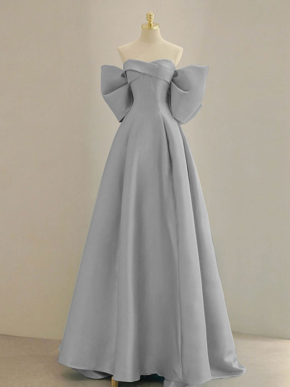 BXOXO Blue A-Line Satin Long Prom Dresses, Blue Satin Evening Dresses