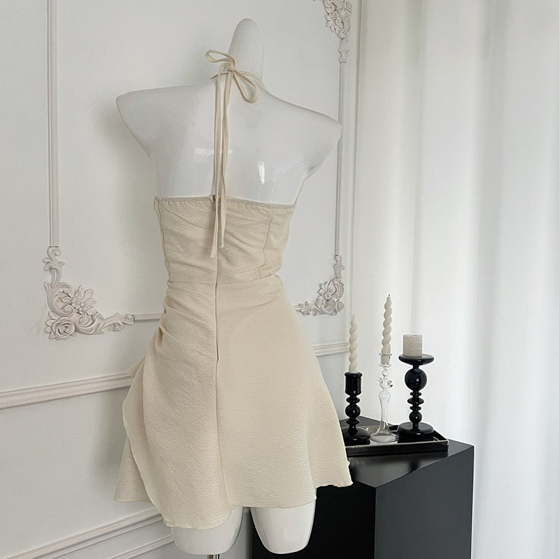 BXOXO - summer inspo French Style Off Shoulder Holiday Party Halter Irregular Midi Dress Women Summer New Elegant Simplicity Dress