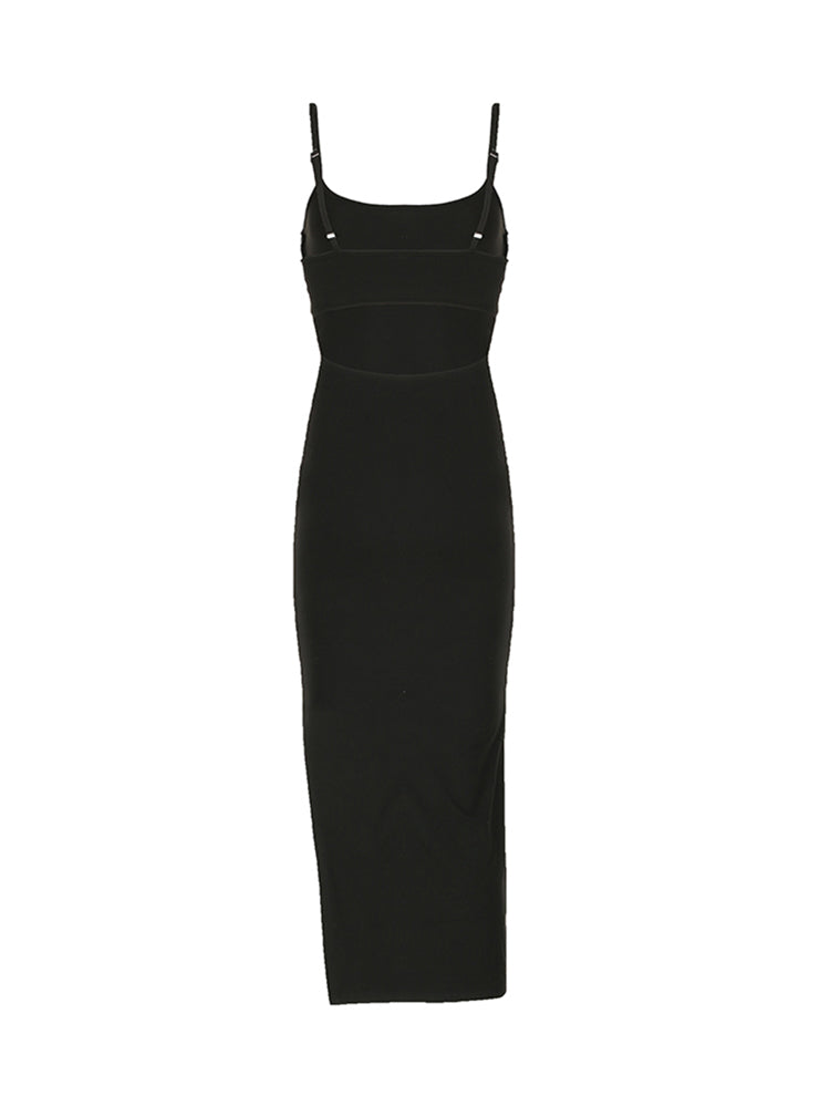 BXOXO - summer inspo Solid Backless Split Elegant Sexy Adjustable Straps Long Dresses Women Rave Summer Vacation Clothing