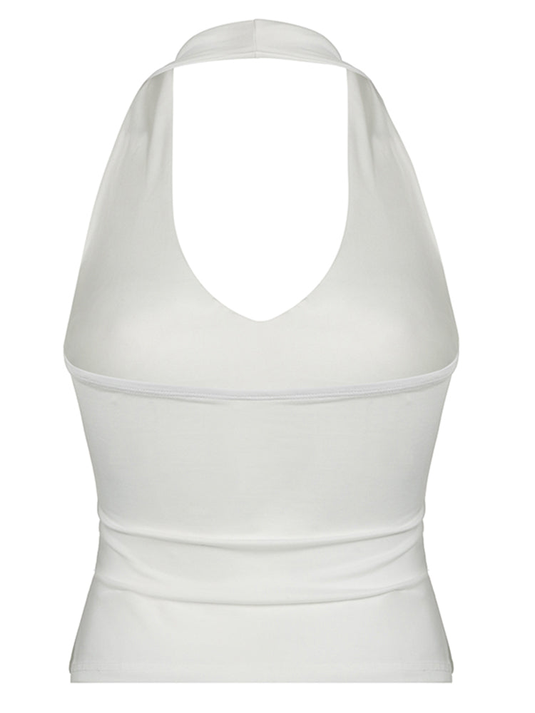 BXOXO - summer inspo Sweetown Backless Split Slim Halter Tops For Women Sleeveless V Neck Sexy Rave Vest Solid Basic Casual Summer Tank Tees