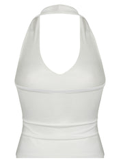 BXOXO - summer inspo Sweetown Backless Split Slim Halter Tops For Women Sleeveless V Neck Sexy Rave Vest Solid Basic Casual Summer Tank Tees