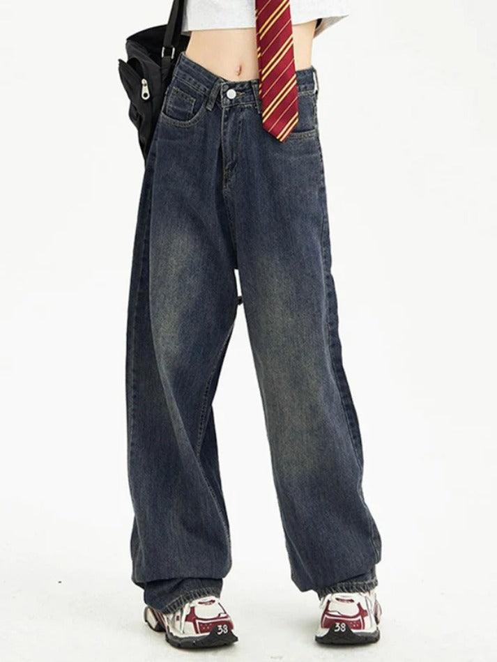 Vintage Blue Ripped Boyfriend Jeans