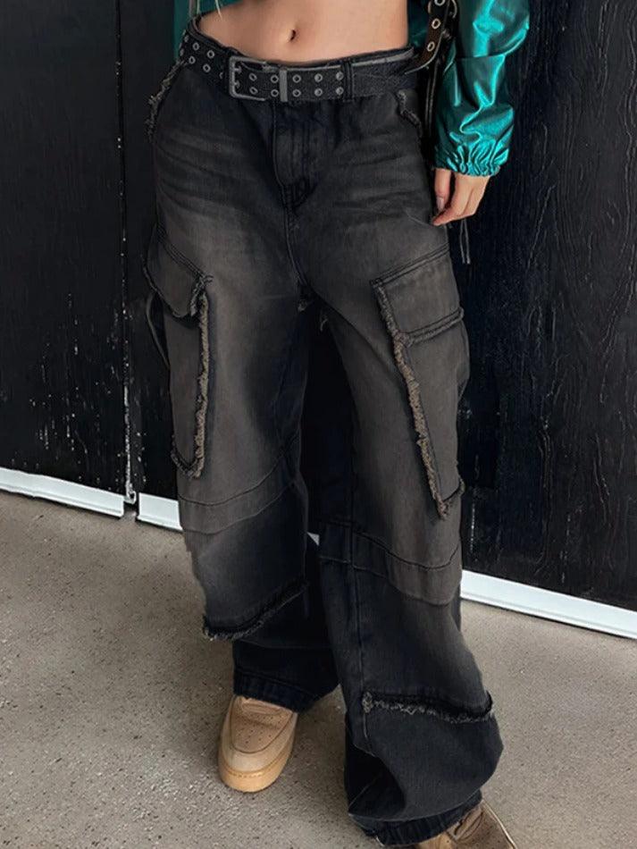 Street Raw Trim Pocket Splice Cargo Jeans