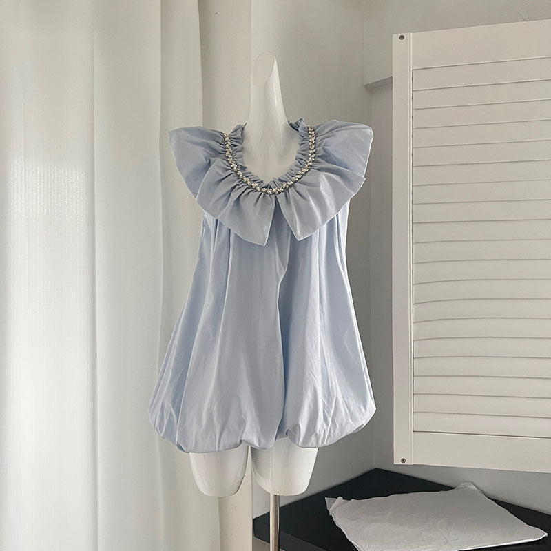 BXOXO - summer inspo Korean Style Gentle Lotus Leaf Edge V-neck Dress Women Summer New Temperament Sleeveless Dress Chic Beach Vestidos