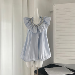 BXOXO - summer inspo Korean Style Gentle Lotus Leaf Edge V-neck Dress Women Summer New Temperament Sleeveless Dress Chic Beach Vestidos