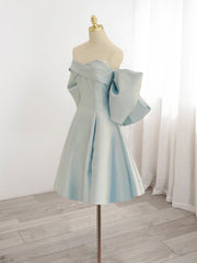 BXOXO Blue Sweetheart Neck Satin Short Prom Dress, Blue Homecoming Dress