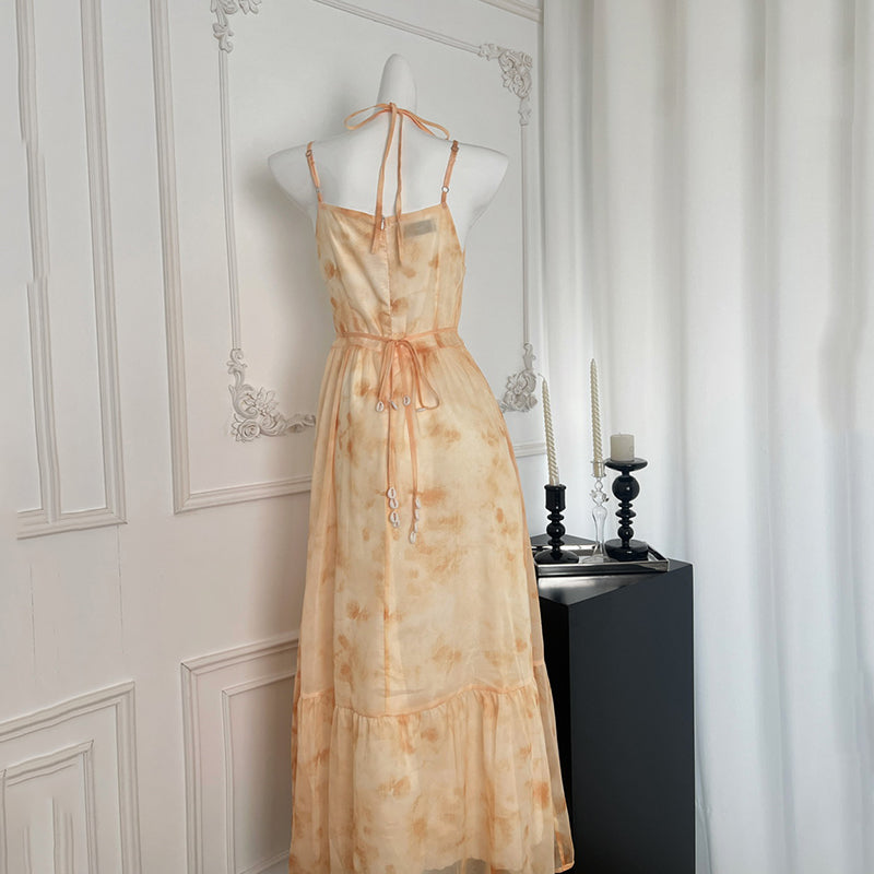 BXOXO - summer inspo Sexy V-Neck Suspender Dress Summer Holiday Fashion Backless A Line Strap Dress Fairy Seaside Beach Maxi Dress