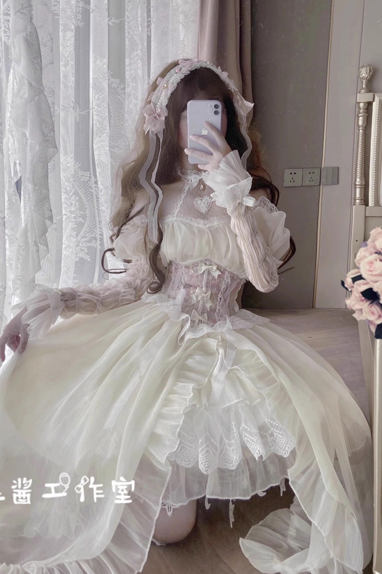 BXOXO - Ballet Twins Ruffle Bowknot Short Front Long Back Sweet Lolita Dress 2 Colors