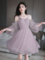 BXOXO Cute Sweetheart Neck Tulle Short Prom Dress, Cute Puffy Homecoming Dress