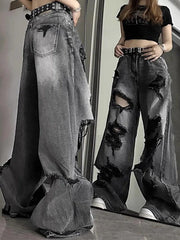 BXOXO Washed Black Ripped Boyfriend Jeans