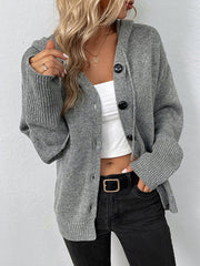 BXOXO Wrap Buttoned Hooded Solid Color Cardigan