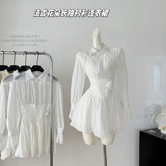 BXOXO - summer inspo Elegant A-line Dress Temperament Long Sleeved Shirt Lapel Dress Gentle Style Women Tea Break Dress Niche Design