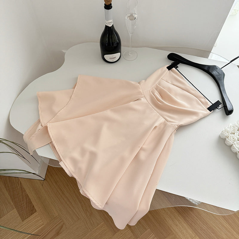 BXOXO - summer inspo Women Summer New Off Shoulder Strapless Mini Dress Chic Irregular Sexy Club Backless Ruffle Edge Short Dress