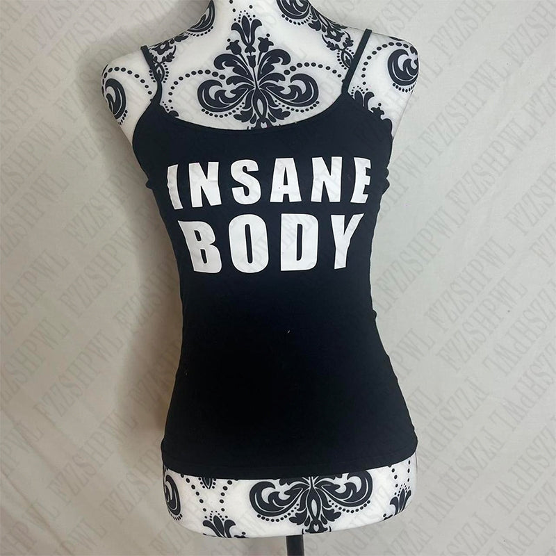 Bxoxo Rock Streetwear Punk Y2K Women's Sleeveless Camisole Tops Gothic Letter Print Fashion Harajuku Emo Girls Slim sexy Baby Crop Top