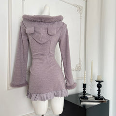 BXOXO - summer inspo Hooded Dress For Women 2025 Autumn New Korean Style Fashion Long Sleeve Slim Fit Dress Temperament Casual Dresses