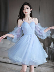 BXOXO Cute Sweetheart Neck Tulle Short Prom Dress, Cute Puffy Homecoming Dress