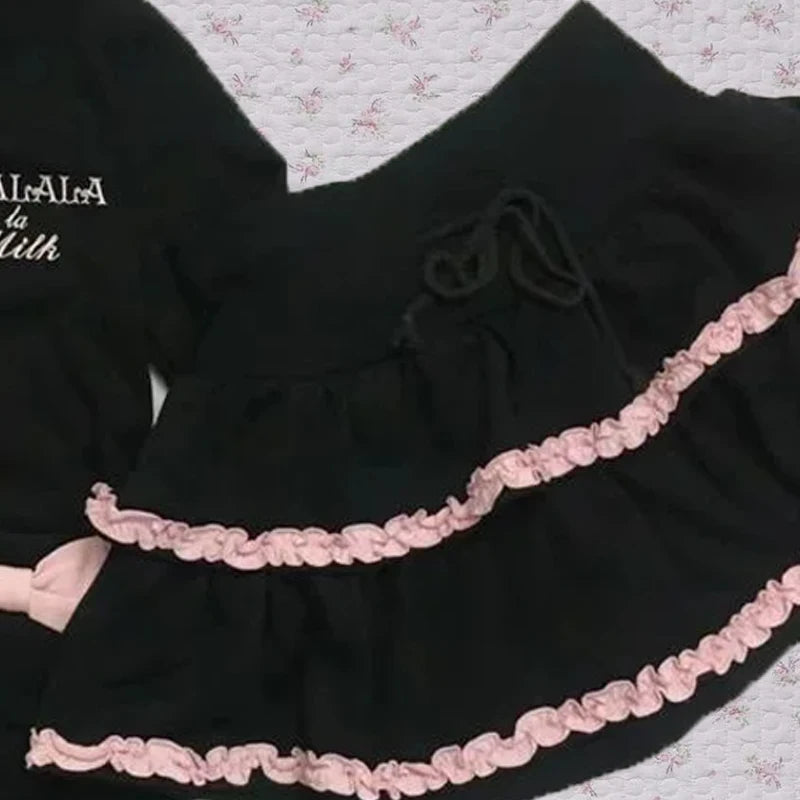 BXOXO Aesthetic Skirt Punk Sexy Bow Kawaii Women Clothing High waist Gothic Casual Vintage 2000s Stripe Lace Hot Girl Mini Skirts Y2k