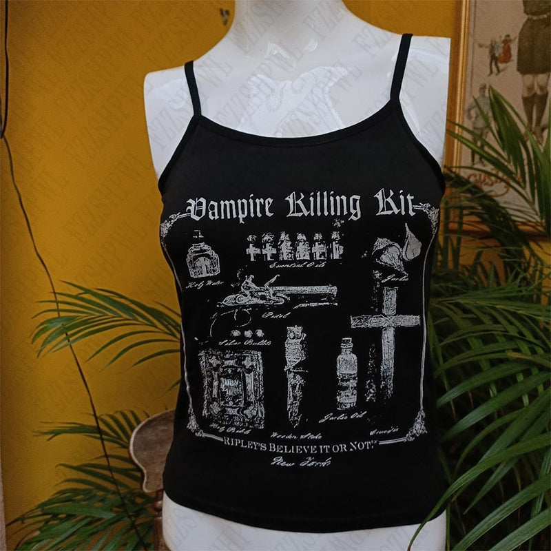 Bxoxo Women's Sleeveless Camisole Tops Gothic Hip Hop Punk Streetwear Rock Casual Retro Fashion Y2K Emo Girls Harajuku Baby Crop Tops