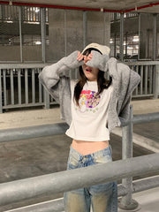 Bxoxo Y2K punk streetwear hip hop vintage chic aesthetic Harajuku women's crop tops cute geometric pattern print rock gothic slim tops
