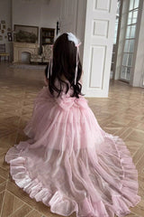 BXOXO - Pink Sleeveless Multi-layer Ruffle Bowknot Sweet Lolita Jsk Dress