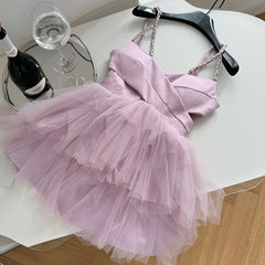 BXOXO - summer inspo Fashionable Elegant Mesh Dress Women Streetwear Harajuku Cute High Waist Dress Hollow Out Design Dresses