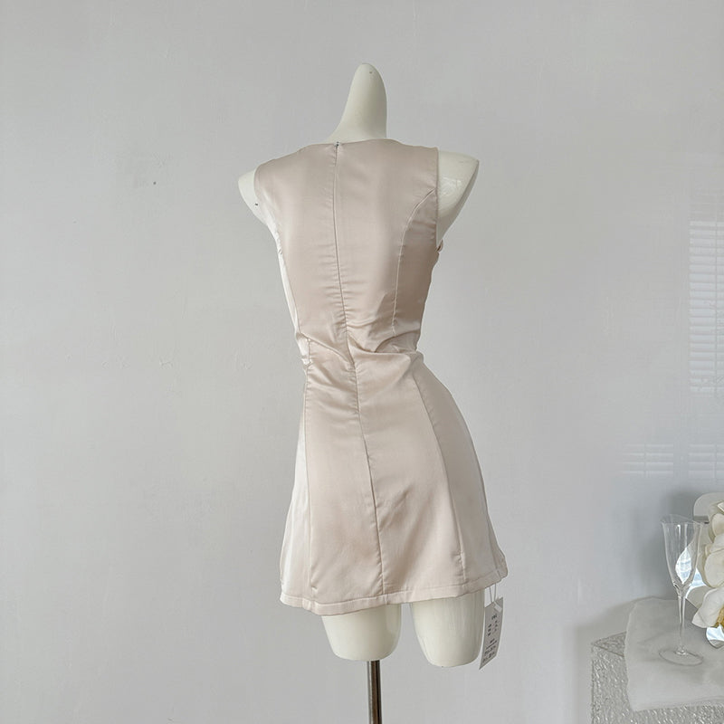 BXOXO - summer inspo Korean Style Elegant Vest Dresses Simple Sleeveless Dress Office Ladies Temperament Mini Dress Women's Clothing Summer New