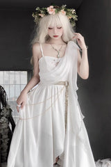 BXOXO White Sleeveless Tears of Themis Greek Style Gothic Lolita Jsk Dress