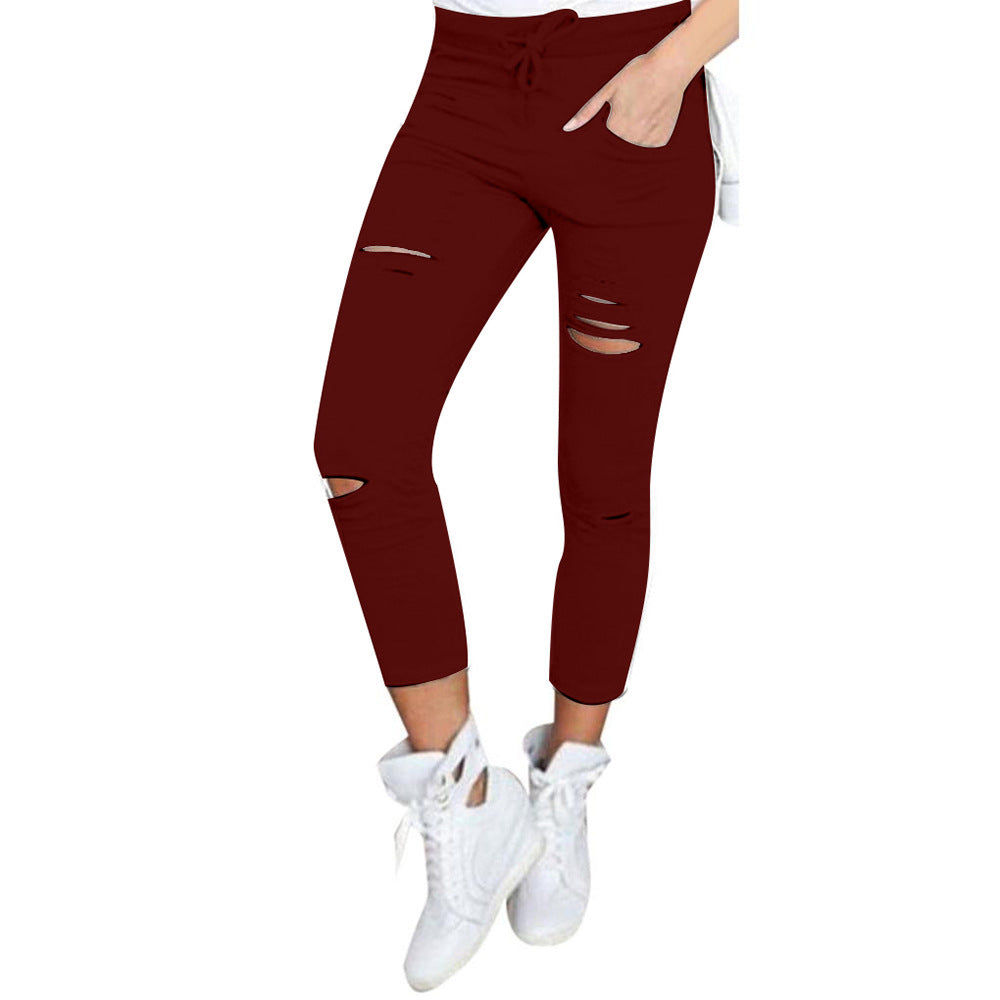 nba outfit for women Casual Pants Pencil Pants Ripped Women's Leggings