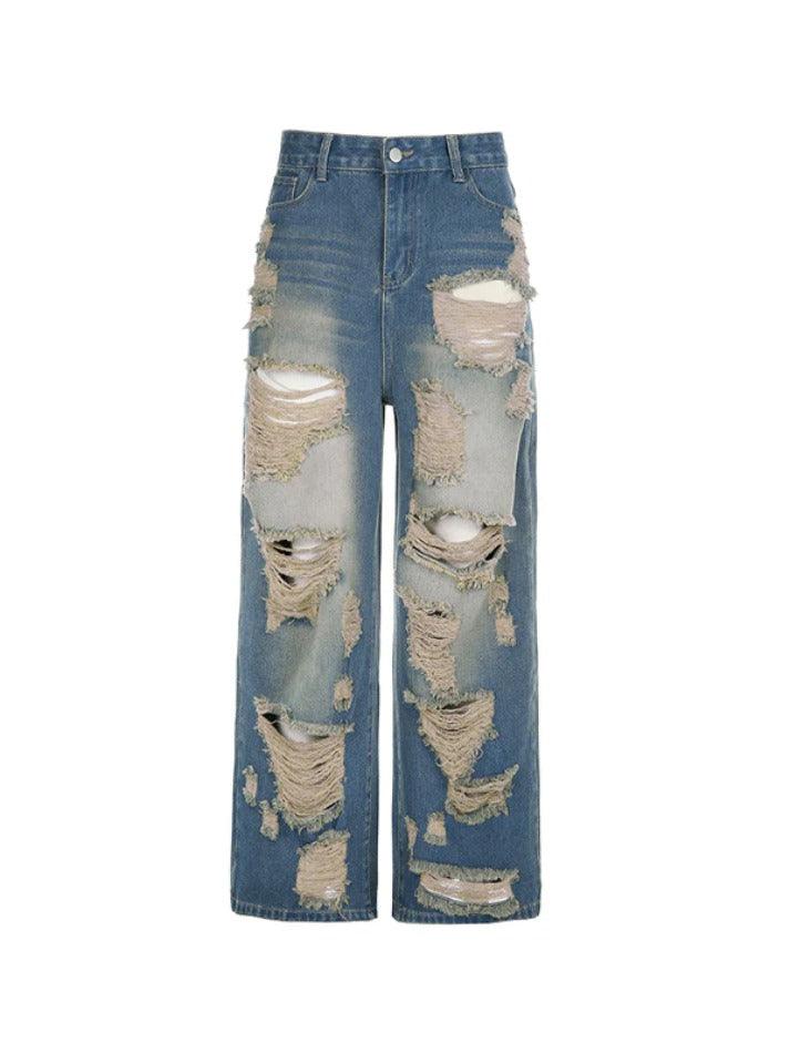 Vintage Distressed Low Rise Ripped Jeans
