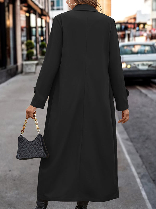 BXOXO Long Sleeves Loose Buttoned Split-Joint Lapel Outerwear Trench Coats