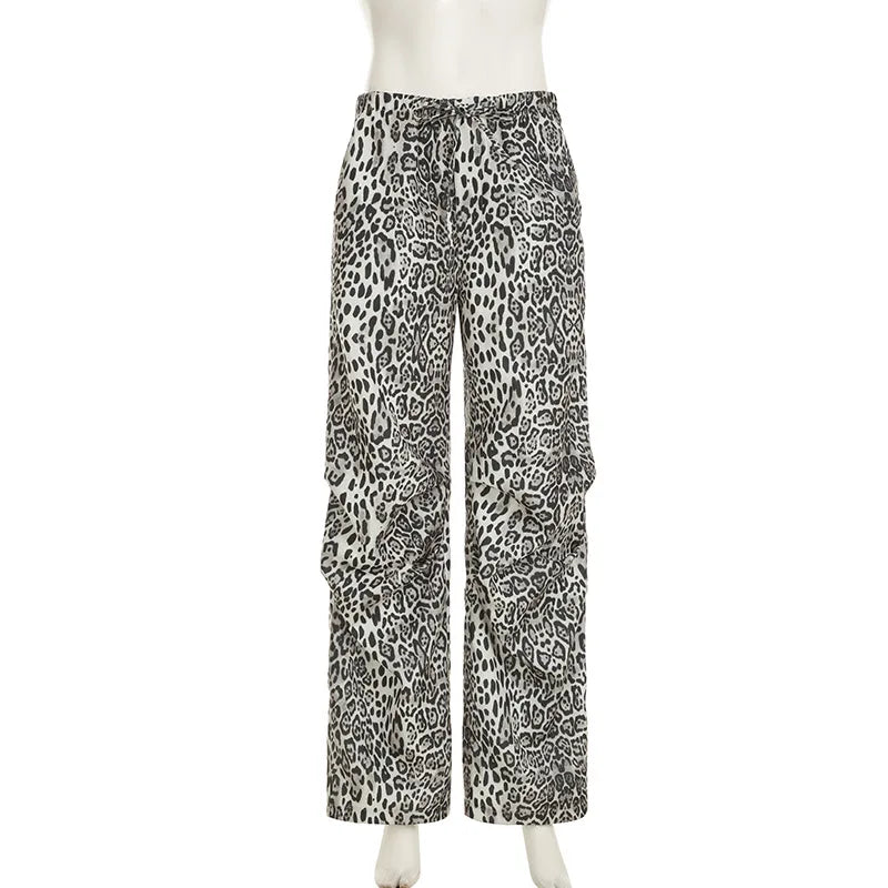 BXOXO Y2k Pants Leopard Women Clothing Harajuku High waist Joggings Femme Pantalones Trousers Street Loose Emo Punk Aesthetic Pants